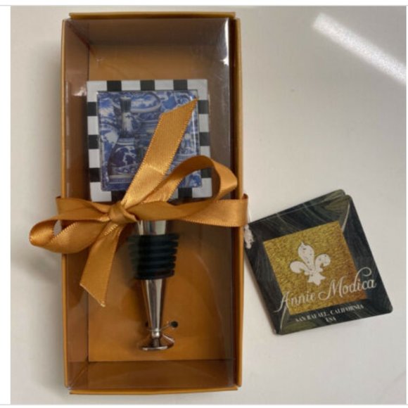 Annie Modica Wine Stopper Imari Blue - Picture 1 of 3